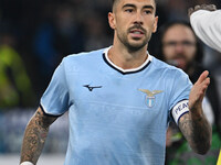 Mattia Zaccagni of S.S. Lazio celebrates after scoring the goal to make it 2-1 during the 11th day of the Serie A Championship between S.S....