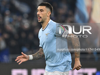 Mattia Zaccagni of S.S. Lazio celebrates after scoring the goal to make it 2-1 during the 11th day of the Serie A Championship between S.S....