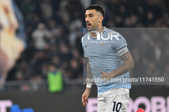 Mattia Zaccagni of S.S. Lazio celebrates after scoring the goal to make it 2-1 during the 11th day of the Serie A Championship between S.S....