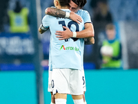 Mattia Zaccagni of SS Lazio celebrates after scoring second goal during the Serie A Enilive match between SS Lazio and Cagliari Calcio at St...