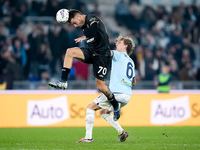 Gianluca Gaetano of Cagliari Calcio and Nicolo' Rovella of SS Lazio compete for the ball during the Serie A Enilive match between SS Lazio a...