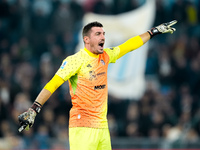 Simone Scuffet of Cagliari Calcio gestures during the Serie A Enilive match between SS Lazio and Cagliari Calcio at Stadio Olimpico on Novem...