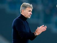 Marco Baroni head coach of SS Lazio greets supporters during the Serie A Enilive match between SS Lazio and Cagliari Calcio at Stadio Olimpi...