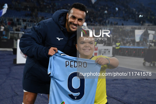 Pedro of S.S. Lazio participates in the 11th day of the Serie A Championship between S.S. Lazio and Cagliari Calcio at the Olympic Stadium i...