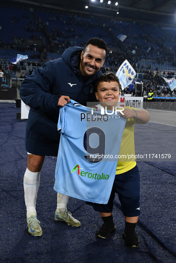 Pedro of S.S. Lazio participates in the 11th day of the Serie A Championship between S.S. Lazio and Cagliari Calcio at the Olympic Stadium i...