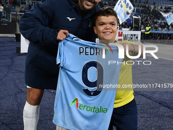 Pedro of S.S. Lazio participates in the 11th day of the Serie A Championship between S.S. Lazio and Cagliari Calcio at the Olympic Stadium i...