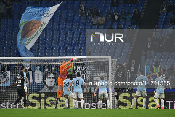 Ivan Provedel of S.S. Lazio is in action during the 11th day of the Serie A Championship between S.S. Lazio and Cagliari Calcio at the Olymp...