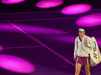 RIYADH, SAUDI ARABIA - NOVEMBER 04: Elena Rybakina of Kazakhstan arrives ahead of her match against Qinwen Zheng of China, on day 3 of the 2...