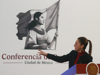 Claudia Sheinbaum Pardo, President of Mexico, speaks during a briefing conference about the United States electoral process at the National...