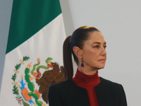 Claudia Sheinbaum Pardo, President of Mexico, speaks during a briefing conference about the United States electoral process at the National...