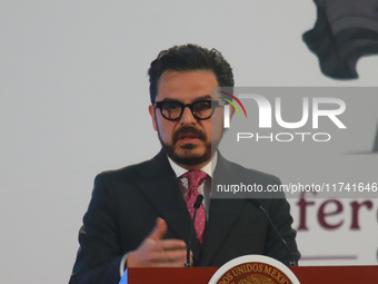 Zoe Robledo Aburto, director general of the Mexican Social Security Institute (IMSS), speaks during a briefing conference at the National Pa...