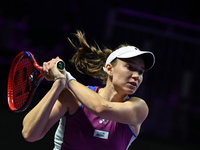 RIYADH, SAUDI ARABIA - NOVEMBER 04: Elena Rybakina of Kazakhstan during her match against Qinwen Zheng of China on day 3 of the 2024 WTA Fin...