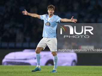 Marcos Alonso of RC Celta de Vigo reacts during the La Liga EA Sports match between RC Celta de Vigo and Getafe CF at Estadio Abanca Balaido...