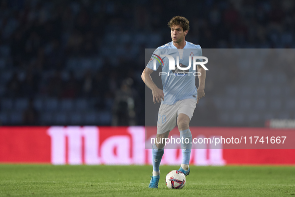 Marcos Alonso of RC Celta de Vigo plays during the La Liga EA Sports match between RC Celta de Vigo and Getafe CF at Estadio Abanca Balaidos...