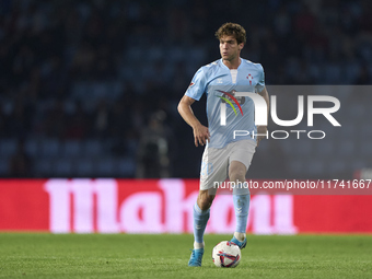 Marcos Alonso of RC Celta de Vigo plays during the La Liga EA Sports match between RC Celta de Vigo and Getafe CF at Estadio Abanca Balaidos...