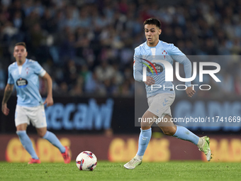 Hugo Sotelo of RC Celta de Vigo is in action during the La Liga EA Sports match between RC Celta de Vigo and Getafe CF at Estadio Abanca Bal...