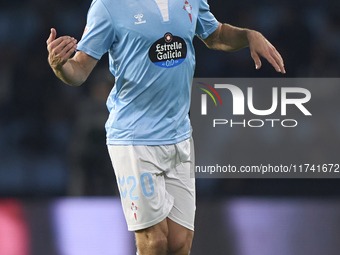 Marcos Alonso of RC Celta de Vigo plays during the La Liga EA Sports match between RC Celta de Vigo and Getafe CF at Estadio Abanca Balaidos...