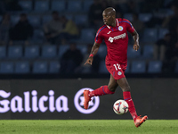 Allan Nyom of Getafe CF is in action during the La Liga EA Sports match between RC Celta de Vigo and Getafe CF at Estadio Abanca Balaidos in...