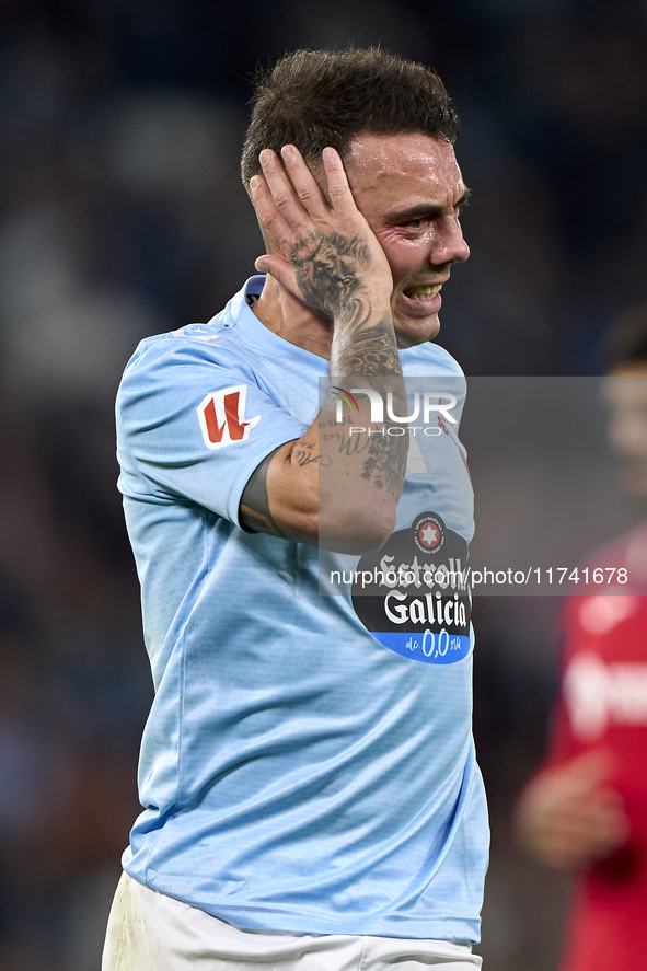 Iago Aspas of RC Celta de Vigo reacts during the La Liga EA Sports match between RC Celta de Vigo and Getafe CF at Estadio Abanca Balaidos i...