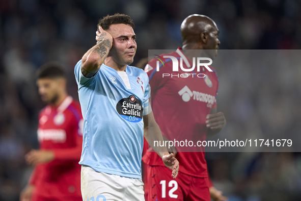 Iago Aspas of RC Celta de Vigo reacts during the La Liga EA Sports match between RC Celta de Vigo and Getafe CF at Estadio Abanca Balaidos i...