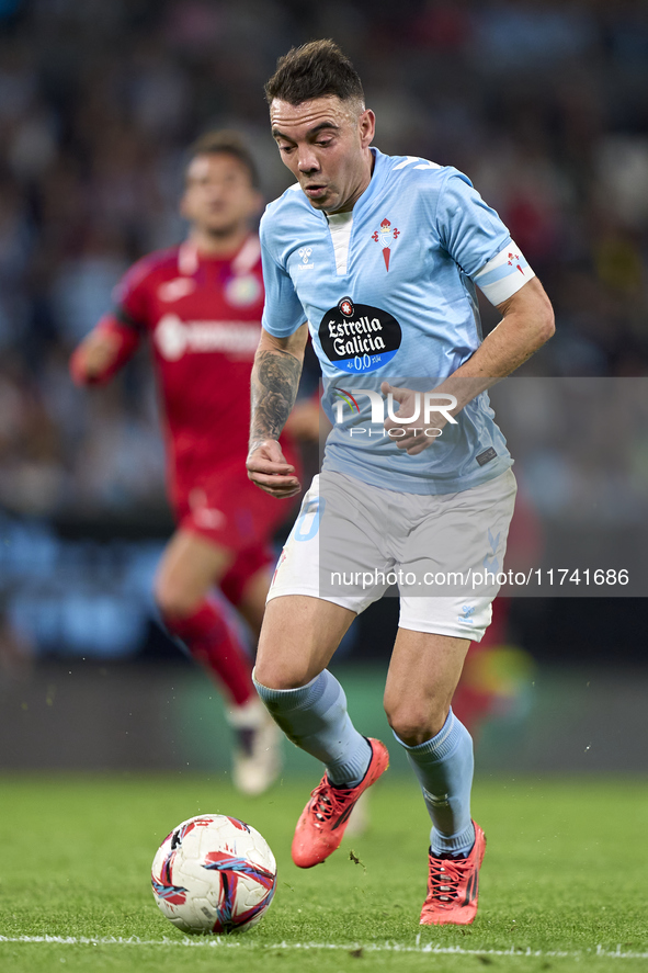 Iago Aspas of RC Celta de Vigo is in action during the La Liga EA Sports match between RC Celta de Vigo and Getafe CF at Estadio Abanca Bala...