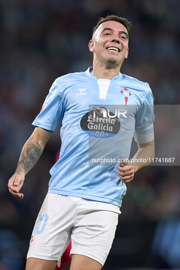 Iago Aspas of RC Celta de Vigo reacts during the La Liga EA Sports match between RC Celta de Vigo and Getafe CF at Estadio Abanca Balaidos i...