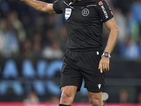 Referee Jesus Gil Manzano reacts during the La Liga EA Sports match between RC Celta de Vigo and Getafe CF at Estadio Abanca Balaidos in Vig...