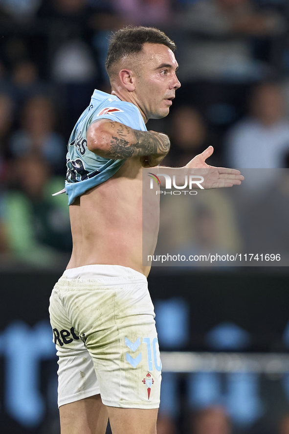 Iago Aspas of RC Celta de Vigo reacts during the La Liga EA Sports match between RC Celta de Vigo and Getafe CF at Estadio Abanca Balaidos i...