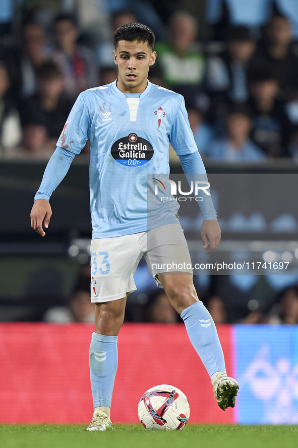 Hugo Sotelo of RC Celta de Vigo is in action during the La Liga EA Sports match between RC Celta de Vigo and Getafe CF at Estadio Abanca Bal...