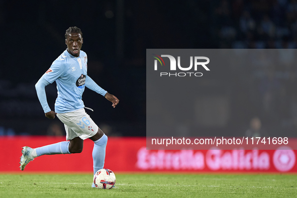 Ilaix Moriba of RC Celta de Vigo is in action during the La Liga EA Sports match between RC Celta de Vigo and Getafe CF at Estadio Abanca Ba...