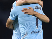 Tadeo Allende of RC Celta de Vigo and Borja Iglesias of RC Celta de Vigo celebrate victory after the La Liga EA Sports match between RC Celt...