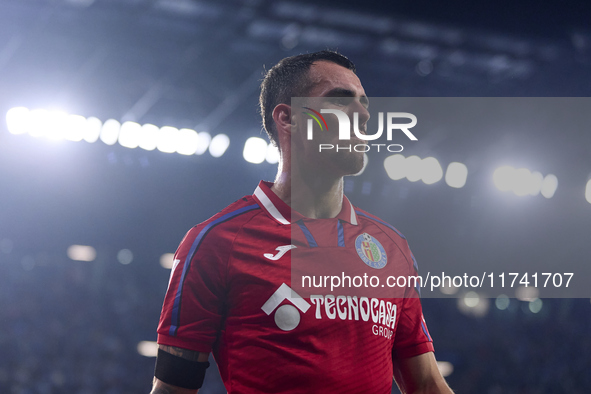 Alex Sola of Getafe CF looks on during the La Liga EA Sports match between RC Celta de Vigo and Getafe CF at Estadio Abanca Balaidos in Vigo...