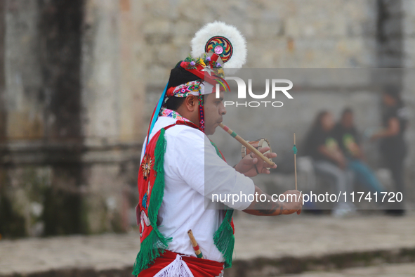 The Voladores of Cuetzalan perform a pre-Hispanic ritual ceremony that involves tying their feet with ropes and launching themselves into th...