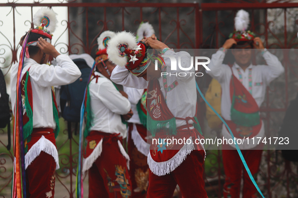 The Voladores of Cuetzalan perform a pre-Hispanic ritual ceremony that involves tying their feet with ropes and launching themselves into th...