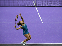 RIYADH, SAUDI ARABIA - NOVEMBER 04: Jasmine Paolini of Italy during her match against Aryna Sabalenka of Belarus  on day 3 of the 2024 WTA F...