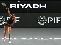 RIYADH, SAUDI ARABIA - NOVEMBER 04: Aryna Sabalenka of Belarus during her match against Jasmine Paolini of Italy on day 3 of the 2024 WTA Fi...