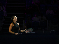 RIYADH, SAUDI ARABIA - NOVEMBER 04: Aryna Sabalenka of Belarus during her match against Jasmine Paolini of Italy on day 3 of the 2024 WTA Fi...