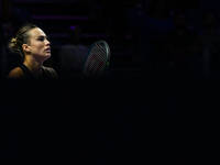 RIYADH, SAUDI ARABIA - NOVEMBER 04: Aryna Sabalenka of Belarus during her match against Jasmine Paolini of Italy on day 3 of the 2024 WTA Fi...