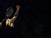 RIYADH, SAUDI ARABIA - NOVEMBER 04: Aryna Sabalenka of Belarus during her match against Jasmine Paolini of Italy on day 3 of the 2024 WTA Fi...