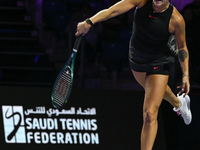 RIYADH, SAUDI ARABIA - NOVEMBER 04: Aryna Sabalenka of Belarus during her match against Jasmine Paolini of Italy on day 3 of the 2024 WTA Fi...