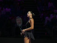 RIYADH, SAUDI ARABIA - NOVEMBER 04: Aryna Sabalenka of Belarus during her match against Jasmine Paolini of Italy on day 3 of the 2024 WTA Fi...