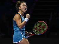 RIYADH, SAUDI ARABIA - NOVEMBER 04: Jasmine Paolini of Italy during her match against Aryna Sabalenka of Belarus  on day 3 of the 2024 WTA F...