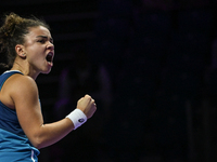 RIYADH, SAUDI ARABIA - NOVEMBER 04: Jasmine Paolini of Italy during her match against Aryna Sabalenka of Belarus  on day 3 of the 2024 WTA F...