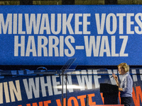 Wisconsin Senator Tammy Baldwin speaks at a campaign event for Minnesota Governor Tim Walz in Milwaukee, Wisconsin, on november 04, 2024. (