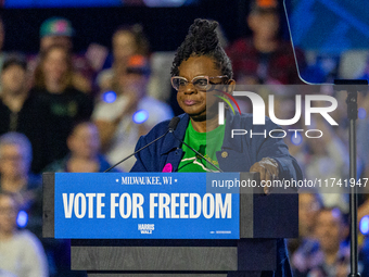 Wisconsin Congresswoman (D-4) Gwen Moore speaks at a campaign rally for Minnesota Governor Tim Walz in Milwaukee, Wisconsin, on november 04,...