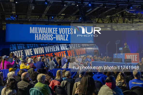 Wisconsin Congresswoman (D-4) Gwen Moore speaks at a campaign rally for Minnesota Governor Tim Walz in Milwaukee, Wisconsin, on november 04,...