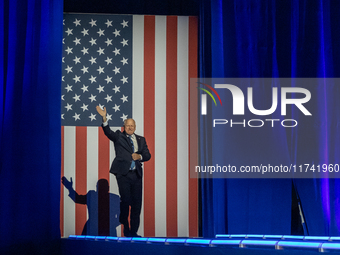 Minnesota Governor and Democratic VP candidate Tim Walz speaks at a campaign event in Milwaukee, Wisconsin, on november 04, 2024. (