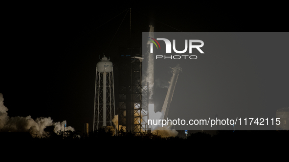 The SpaceX CRS-31 Falcon 9 rocket launches from Kennedy Space Center in Florida, USA. 