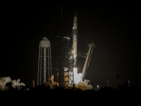 The SpaceX CRS-31 Falcon 9 rocket launches from Kennedy Space Center in Florida, USA. (