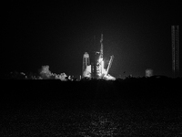 The SpaceX CRS-31 Falcon 9 rocket launches from Kennedy Space Center in Florida, USA. (